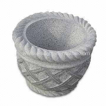 Basket-shaped Flower Pot for Garden Decoration, Made of Granite, Visual and Solid Planter from China