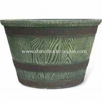 Fiber Clay Whisky Barrel Planter, Suitable for Home and Garden Decoration from China