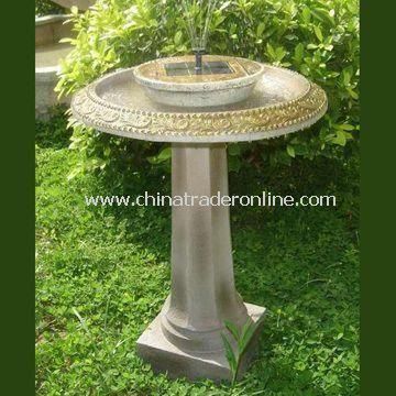 Garden Bird Bath with Solar Power, Made of Fiberglass Material