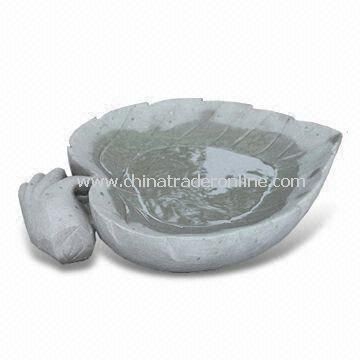 Stone Garden Bird Bath in Leaf and Half-apple Shapes Ornament with Inner Surface Polished