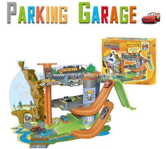 Parking garage toy set including 3 die cast car from China