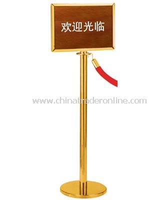 CROWD CONTROL STANCHIONS WITH SIGN FRAME/FLAT BASE (NOT INCLUDING ROPE)