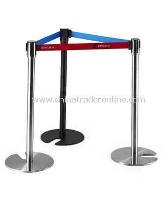 STACKABLE RETRACTABLE BELT STANCHIONS/ CAST IRON FLAT BASE