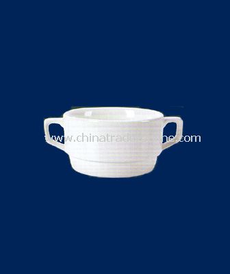 4  WHITE PORCELAIN SOUP CUP