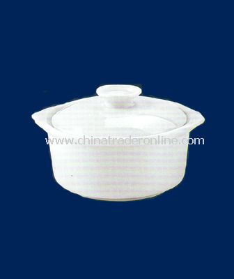 4.5  WHITE PORCELAIN SOUP CUP WITH LID from China