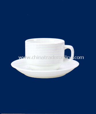 WHITE PORCELAIN COFFEE CUP（210ML) AND SAUCER