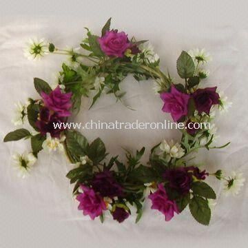 Artificial Spring Wreath, Available in Different Designs, Colors, and Sizes, OEM Orders are Accepted from China