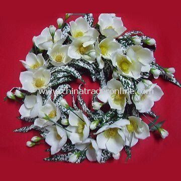 Artificial Spring Wreath, Comes in Various Designs, Colors, and Sizes, OEM Orders are Welcome