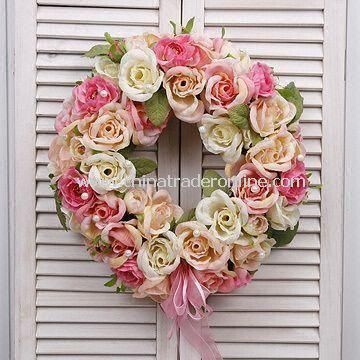 Artificial Spring Wreaths, Comes in Various Designs, Colors, and Sizes, OEM Orders are Accepted