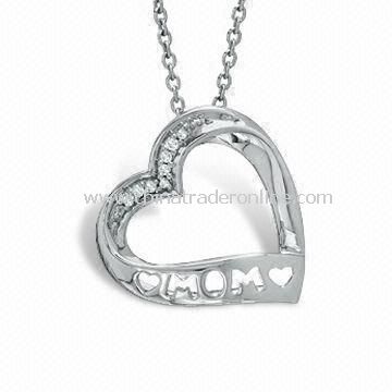 Mothers Day Gift of the Accent Mom Heart Pendant Necklace in Special Design