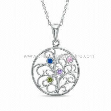 Mothers Day Gift of the Family Tree Pendant Necklace, Special Design, Measures 18-inch from China