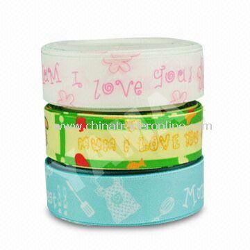 Mothers Day Ribbons, Made of 100% Polyester Yarn, Grosgrain and Satin, Color Fastness Up to 4 Level from China