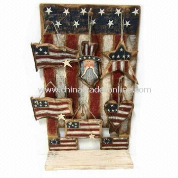 Novelty Flag for Thanksgiving Decoration, Made of Wood, Measuring 36 x 1.2 x 32cm