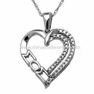 Open Heart Pendant Necklace, Ideal Gift for Mothers Day, with Crystal Stone