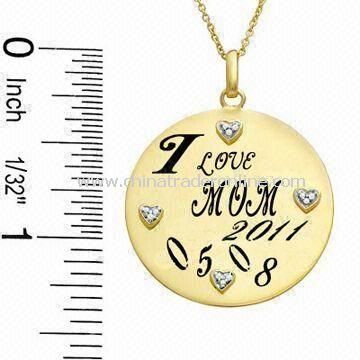 Pendent Necklace for Mothers Day Gift with Yellow Flash-plating, Made of Alloy from China