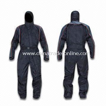 One-piece Rain Suit with Built-in Helmet Hood and PVC Coating from China