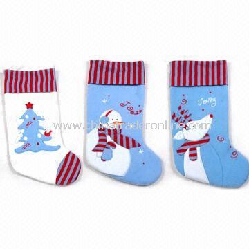 21-inch Novelty Stocking, Tree/Snowman and Reindeer Embroidery