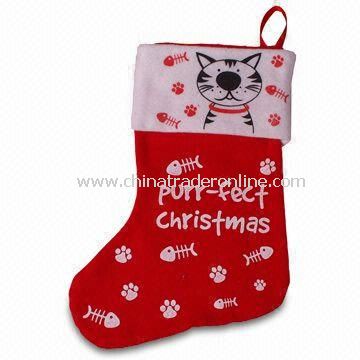 Christmas Pet Stocking, Made of Felt and 100% Polyester, Measures 18 Inches from China