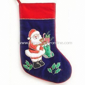 Christmas Stocking, Made of Cotton, Available in Two Different Colors from China