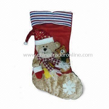 Christmas Stocking, Measures 44 x 20cm, Made of Soft Plush from China