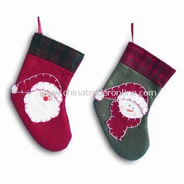 Christmas Stockings with 9 Inches Size, Available in Red/Green from China