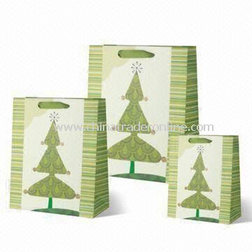 Christmas Tree-designed Shopping Bag in Various Colors and 3 Standard Sizes, with 4C Offset Printing from China