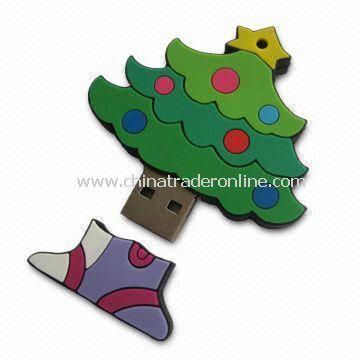 Christmas Tree-shaped PVC USB Flash Drive with 64MB to 4GB Memory Capacity from China