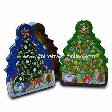 Christmas Tree-shaped Tin, Measures 190 x 140 x 45 (H) mm, Good Choice for Christmas Gifts