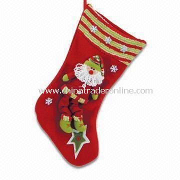 Fabric Christmas Stocking with Doll, Gift for Child, Eco-friendly, Traditional Designs and Colors