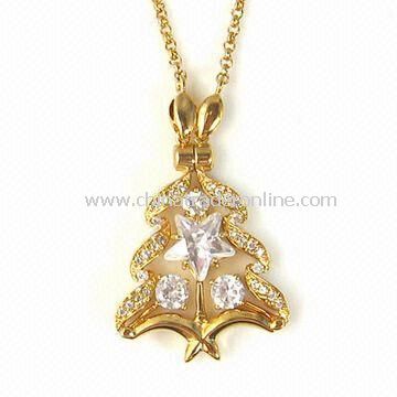 Pendant in Christmas Tree Shape, Decorated with Rhinestone and Zircon, OEM Orders are Welcome