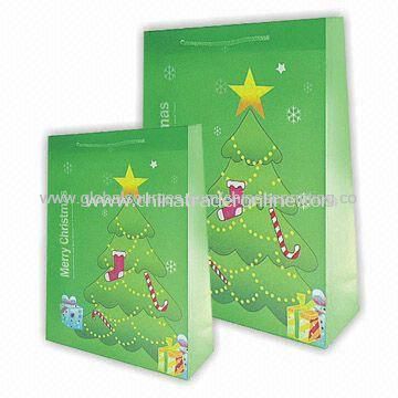 Shopping Bags with Christmas Tree Pattern, Available in Various Sizes from China