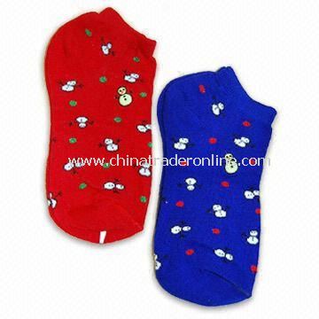 Spandex, Cotton, and Acrylic Socks with Christmas Pattern