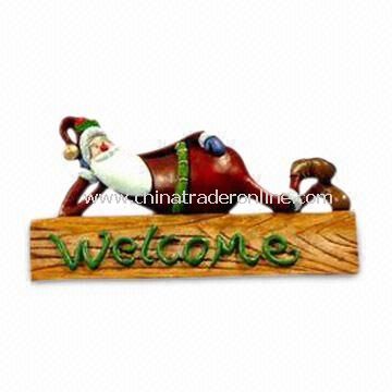 Hand-painted Polyresin Christmas Decoration with Sign, OEM Designs are Accepted from China