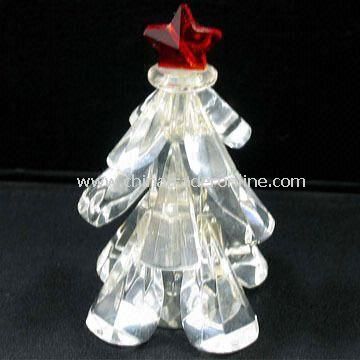 Crystal Tree Figurine with Red Star for Holiday from China