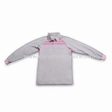 Long Sleeve Golf Shirt with Elastic Cuff, Made of 100% Cotton or Polyester from China