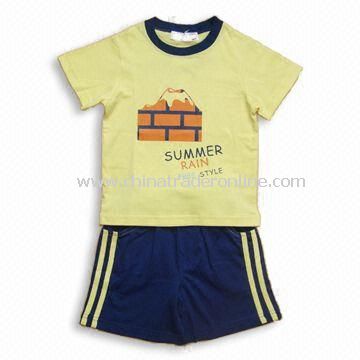 Childrens Suits with T-shirt and Pants, Made of 100% Cotton
