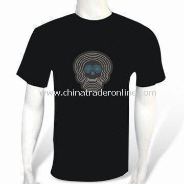 EL Flash and Sound-activated T-shirt with Four x AAA Batteries, Made of Cotton from China