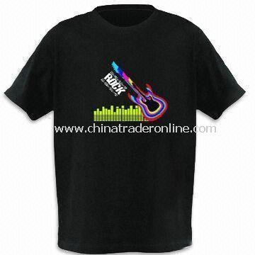 EL Flash T-shirt, Customized Logos and Designs are Welcome, with Sound Activated Graphics Equalizer from China