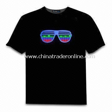 EL Flash T-shirt/Sound Activated Graphic Equalizer, Customized Logos Accepted