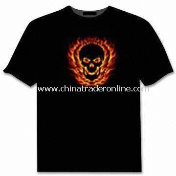 EL Flash T-shirt with Sound Activated Graphics Equalizer, Customized Logos and Designs are Welcome