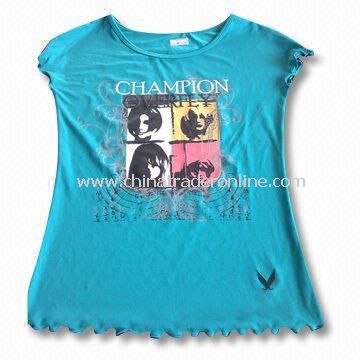 Ladies T-shirt in Fashionable Design and Various Colors, Made of 100% Cotton from China