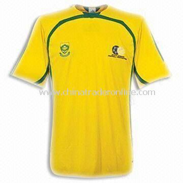 100% Polyester Soccer Jersey for South Africa Team with Embroidery