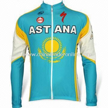 130g Long Sleeves Cycling Jersey with Heat Transfer Printing, Made of 50% Polyester and Coolmax Yarn from China