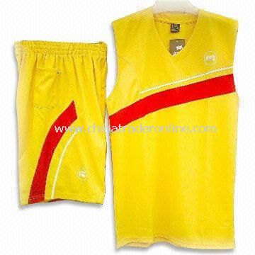 Basketball Jersey in Yellow Color, with Dry Fit Function, Made of 100 % Polyester