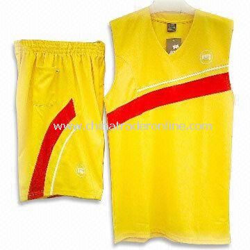 Basketball Jersey in Yellow Color, with Dry Fit Function, Made of 100 % Polyester from China