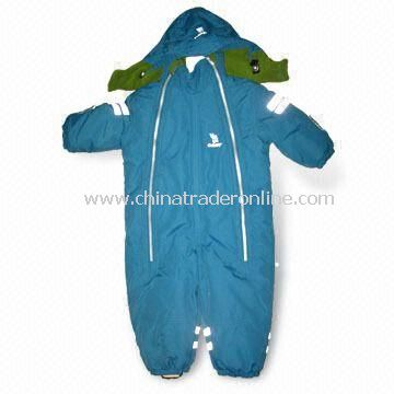 Childrens Nylon Seam Taped Skiwear/Coverall with Detachable Hood, Reverse Velcro Cuffs/Zippers from China