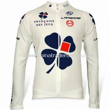 Cycling Jersey with Full Heat Transfer Sublimation Printing, Made of 50% Polyester and Coolmax Yarn