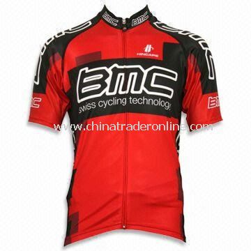 Cycling Jersey with Full Heat Transfer Sublimation Printing and Short Sleeves, Weighs 130gsm