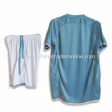 Interlock Neck Trim Soccer Jersey with Chest Crests that Feature a Screen Printed Logo from China