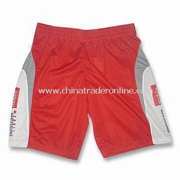 Mens Basketball Shorts with Bespoke Labels and Embroidery Logo at Side, Available in Red from China